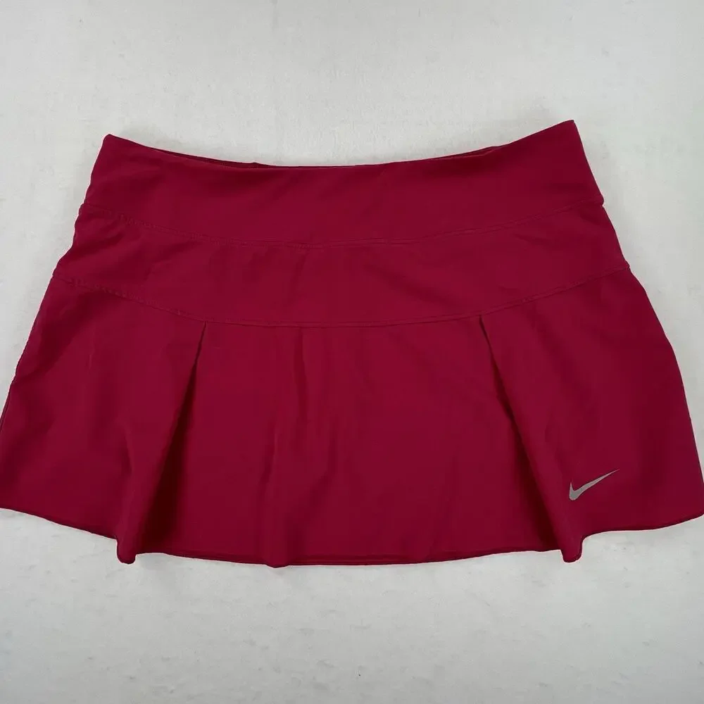 Nike Tennis Skort Womens Medium Pink Dri-FIT Pleated Athletic Lined Stretch